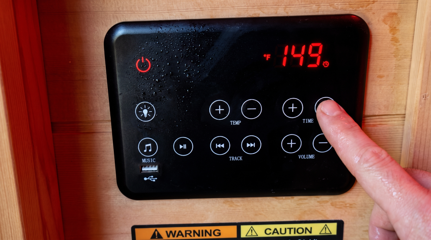 The Solara control panel showing 149 degrees Fahrenheit